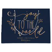 Speciaal uitgeruste kerstmarineblauw goudbruin groot cadeauzakje (Voorkant)