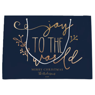 Speciaal uitgeruste kerstmarineblauw goudbruin groot cadeauzakje