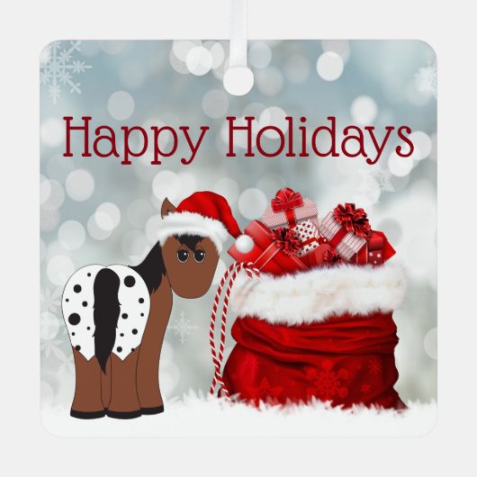 Speciaal uitgeruste klussinterpaarden en cadeautje metalen ornament (Voorkant)