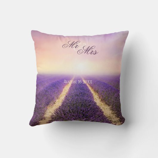 Speciaal uitgeruste lavender Field Wedding Pillow Kussen (Achterkant)