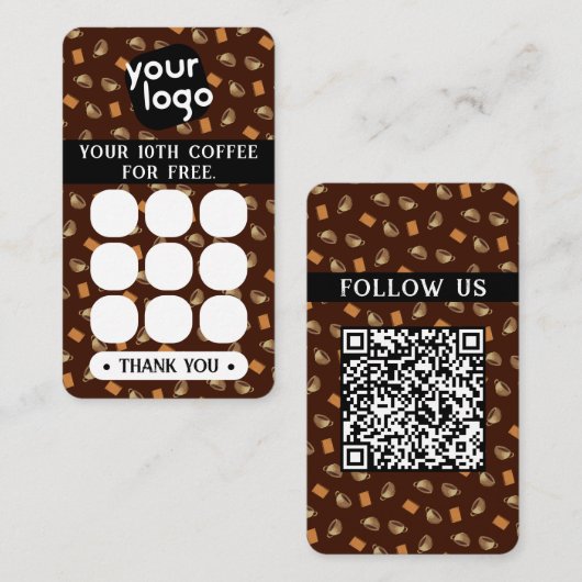 Speciaal uitgeruste Logo- en QR-code Koffie-Kaart Visitekaartje (Voorkant / Achterkant)
