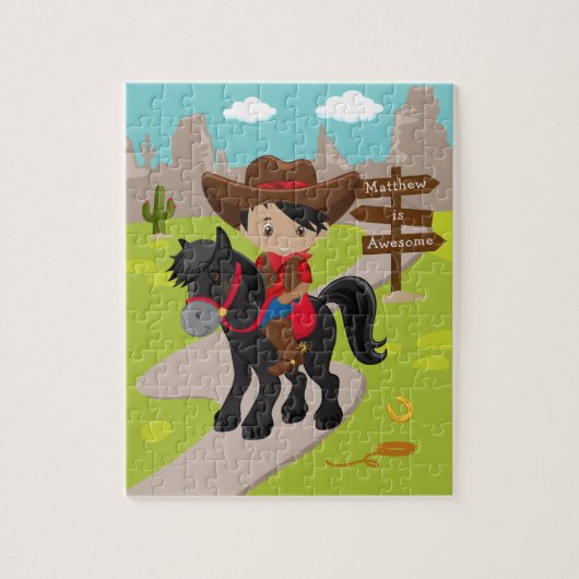 Speciaal uitgeruste multiculturele cowboy Jigzaag  Legpuzzel (Verticaal)