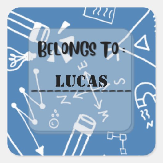 Speciaal uitgeruste naam Etiket Sticker Square (Voorkant)