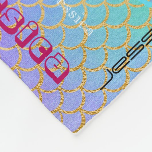 Speciaal uitgeruste naam Typografie Bright Mermaid Fleece Deken (Hoek)