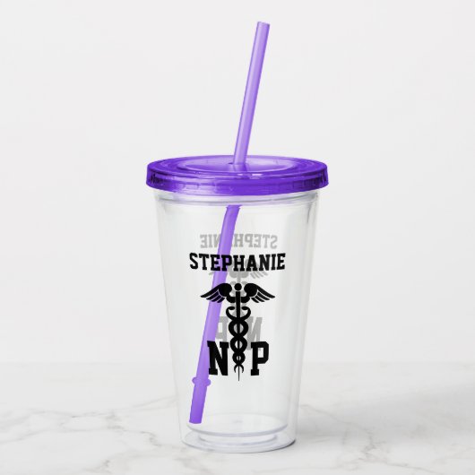 Speciaal uitgeruste NP Medical Symbol Zurse Practi Acryl Drinkbeker (Achterkant)
