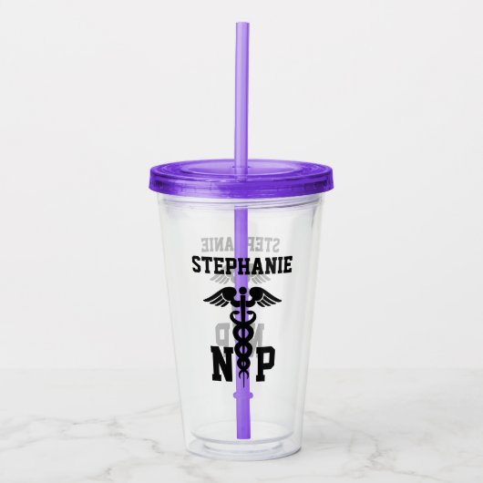 Speciaal uitgeruste NP Medical Symbol Zurse Practi Acryl Drinkbeker (Voorkant)