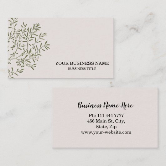 Speciaal uitgeruste olijftak Catering Chef Visitekaartje (Voorkant / Achterkant)