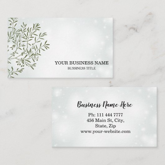 Speciaal uitgeruste olijftak Catering Chef Visitekaartje (Voorkant / Achterkant)