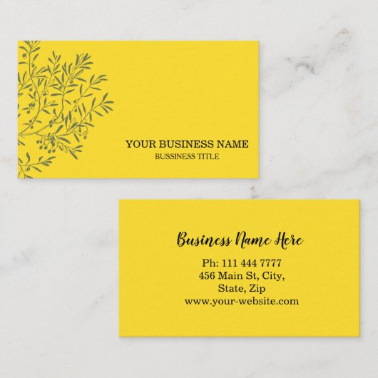 Speciaal uitgeruste olijftak Catering Chef Visitekaartje (Voorkant / Achterkant)