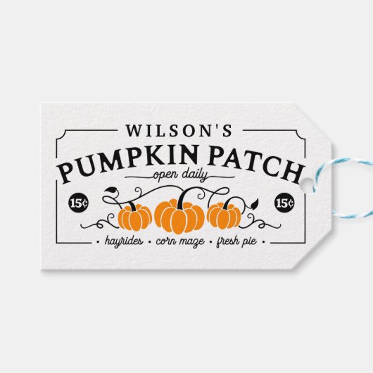 Speciaal uitgeruste pompoenpatch cadeaulabel (Voorkant (Horizontaal))