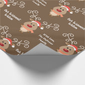 Speciaal uitgeruste rendieren cadeaupapier (Hoek)