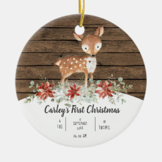 Speciaal uitgeruste Rustic Deer Baby Eerste Kerstc Keramisch Ornament