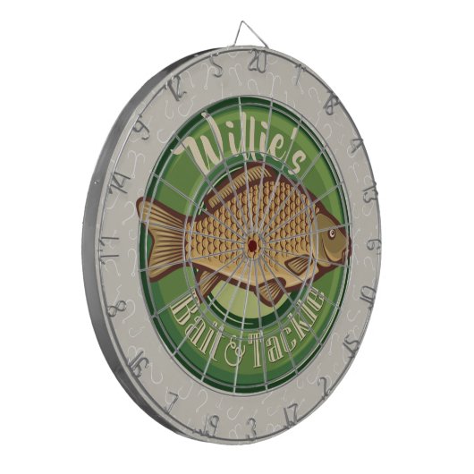 Speciaal uitgeruste winkel voor vis en horsmakreel dartbord (Voorkant Links)