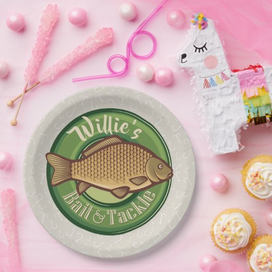 Speciaal uitgeruste winkel voor vis en horsmakreel papieren bordje (Feest)