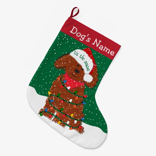 Speciaal uitgeruste Xmas Lights Red Goldendole Grote Kerstsok (Voorkant (Hangend))