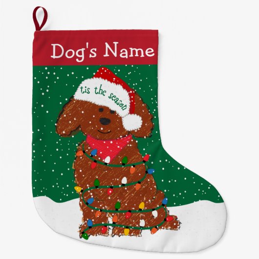 Speciaal uitgeruste Xmas Lights Red Goldendole Grote Kerstsok (Voorkant)