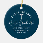 Speciaal uitgeruste zuster Afstuderen Blue Caduceu Keramisch Ornament (Voorkant)