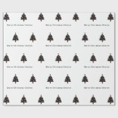 Speciaal uitgeruste zwarte kerstboomwerkvorm cadeaupapier (Vlak)