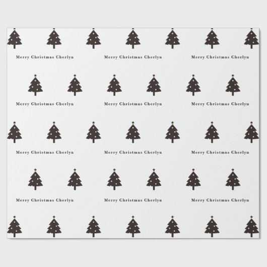 Speciaal uitgeruste zwarte kerstboomwerkvorm cadeaupapier (Vlak)