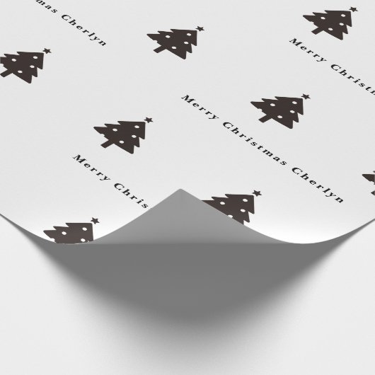 Speciaal uitgeruste zwarte kerstboomwerkvorm cadeaupapier (Hoek)