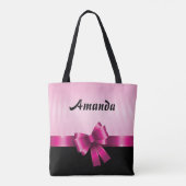 Speciaal uitgeruste zwarte PINK GRADIENT Stripes P Tote Bag (Achterkant)