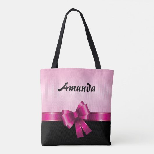 Speciaal uitgeruste zwarte PINK GRADIENT Stripes P Tote Bag (Achterkant)