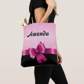 Speciaal uitgeruste zwarte PINK GRADIENT Stripes P Tote Bag (Dichtbij)