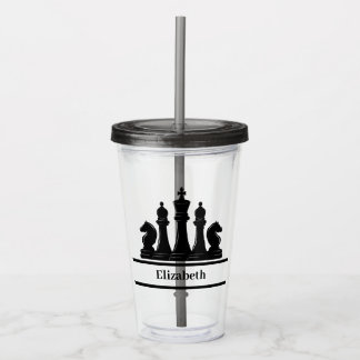 Speciaal uitgeruste zwarte schaakstukken acryl drinkbeker