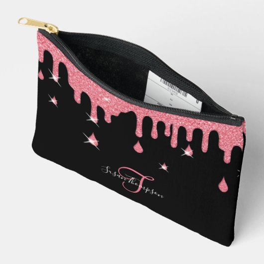 Speciaal uitstrijkroze glittereffect etui (Open)