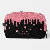 Speciaal uitstrijkroze glittereffect toilettasje (Voorkant)