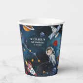 Speciaal uitwendige ruimte-illustratie 1e verjaard papieren bekers (Voorkant)