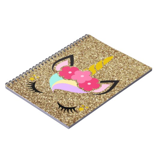 Speciaal Unicorn Gold Glitter Note Book Notitieboek (Linkerzijde)