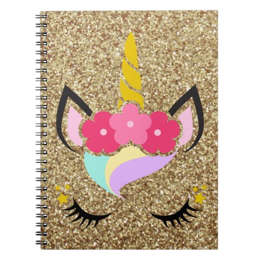 Speciaal Unicorn Gold Glitter Note Book Notitieboek (Voorkant)