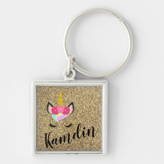 Speciaal Unicorn Gold Glitter-Sleutelhanger Sleutelhanger (Voorkant)