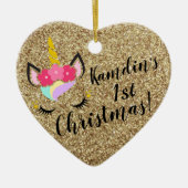 Speciaal Unicorn Gold Glitter XMAS Ornament (Voorkant)