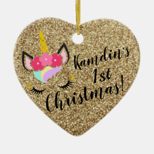 Speciaal Unicorn Gold Glitter XMAS Ornament