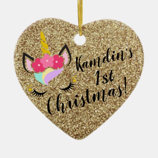 Speciaal Unicorn Gold Glitter XMAS Ornament (Voorkant)