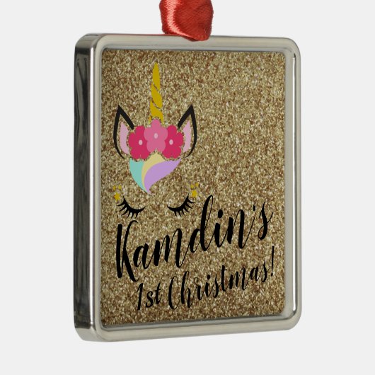 Speciaal Unicorn Gold Glitter XMAS Ornament (Rechts)