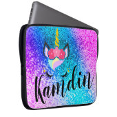 Speciaal Unicorn Ombre Glitter-Hoesje voor laptops Laptop Sleeve (Voorkant Rechts)