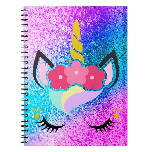 Speciaal Unicorn Ombre Glitter Note Book Notitieboek (Voorkant)