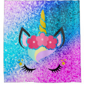 Speciaal Unicorn Ombre Glitter Shower Curtain Douchegordijn (Voorkant)