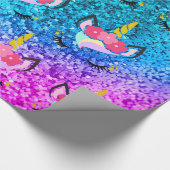 Speciaal Unicorn Ombre Glitter Wrapping Paper Cadeaupapier (Hoek)