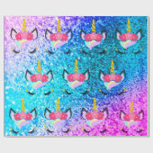 Speciaal Unicorn Ombre Glitter Wrapping Paper Cadeaupapier (Vlak)