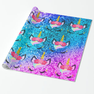Speciaal Unicorn Ombre Glitter Wrapping Paper Cadeaupapier