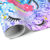 Speciaal Unicorn Ombre Glitter Wrapping Paper Cadeaupapier (Rol Hoek)