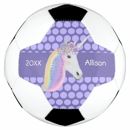 Speciaal Unicorn Rainbow Paars Voetbal (Voorkant)