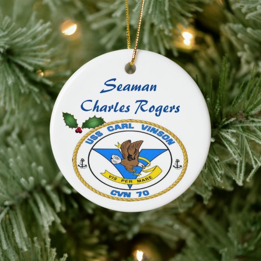 Speciaal USS Carl Vinson CVN 70 Keramisch Ornament (Boom)