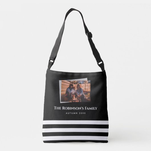 Speciaal uw foto in zwart Lijst met teksten Crossbody Tas (Achterkant)