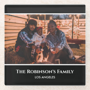 Speciaal uw foto in zwart Lijst met teksten Glazen Onderzetter