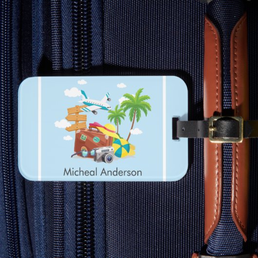 Speciaal vakantieart Blauw reizen Bagagelabel (Voorkant Insitu 4)